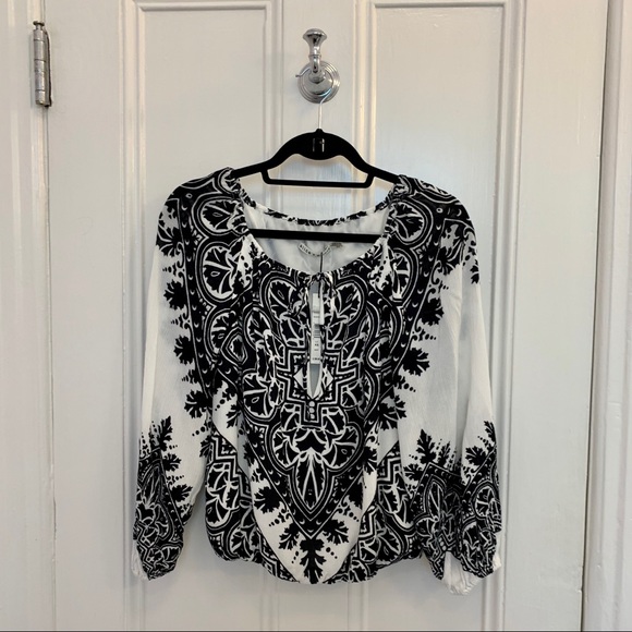 Alice + Olivia Naya Printed Blouson Boho Top Sz XS - Picture 7 of 8